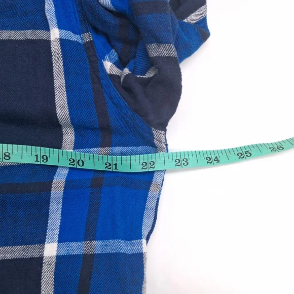 American Eagle Outfitters Men’s Medium Blue Plaid Flannel Button Up Shirt - Picture 6 of 8